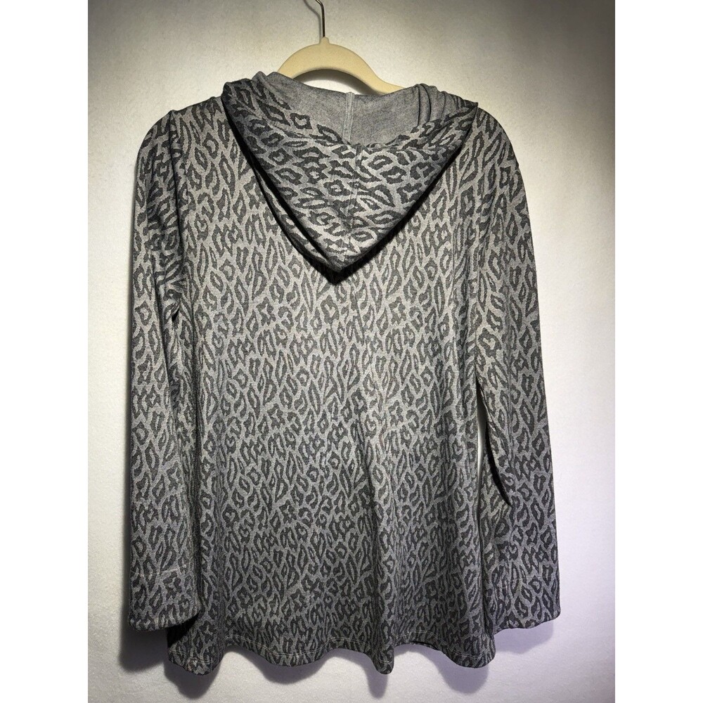 Soft Surroundings Womens Animal Print Full Zip Hoodie Grey M - Picture 3 of 7